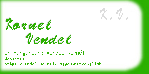 kornel vendel business card